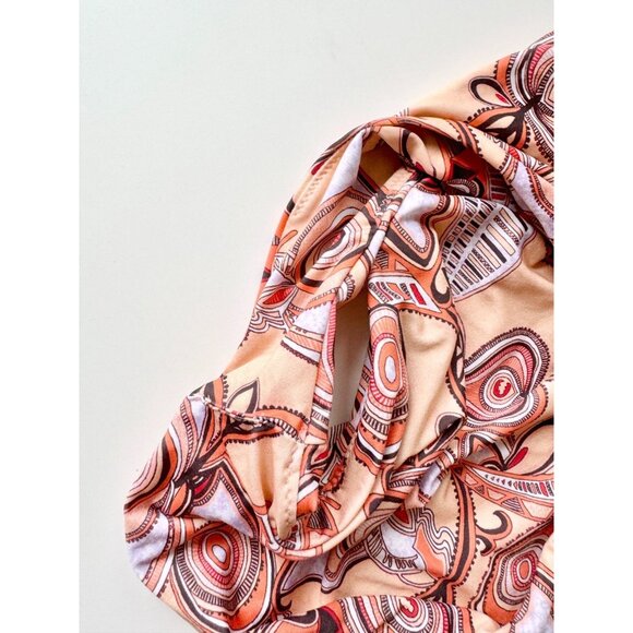 ALC Cleo Orange Rose Multi Graphic Plunge V-Neck One Piece Swimsuit, Size S - Picture 10 of 12